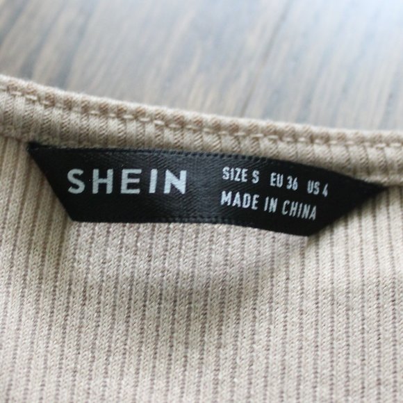 Shein Scoop Neck Button Placket Rib-knit Tee - Picture 3 of 4